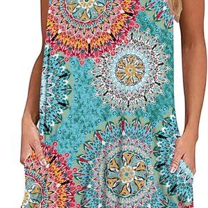 Women's Summer Casual T Shirt Dress With Pockets Above Knee Swing Style